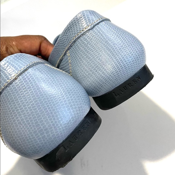 Ralph Lauren Light Blue Margaret Leather Loafers - Picture 6 of 11